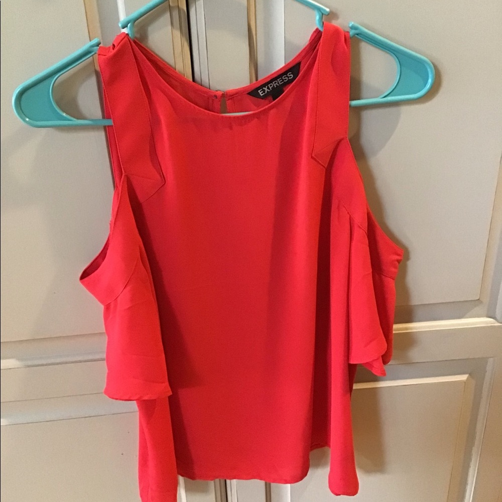 Express beautiful rich red cold shoulder blouse